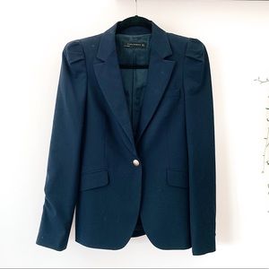 Navy blue Zara blazer with gold buttons